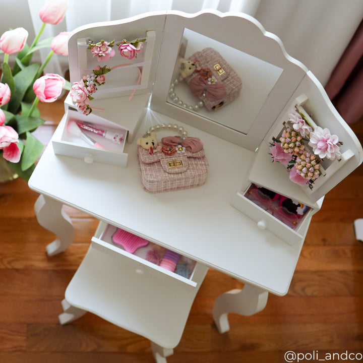Fantasy Fields Little Princess Anna Kids Vanity Table & Stool, White