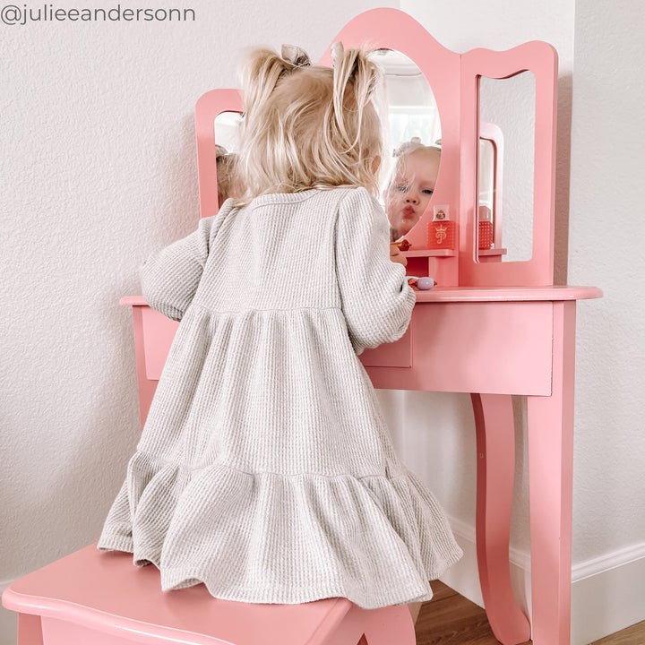 Fantasy Fields Lady Alessandra Kids Corner Vanity Table & Stool, Pink