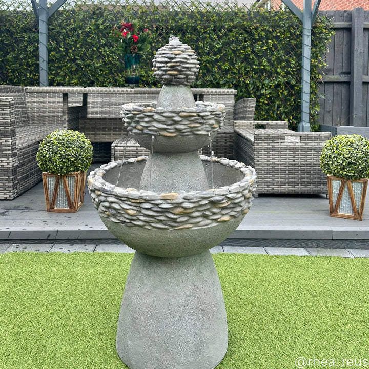 Teamson Home 36.5" Outdoor 3-Tier Stone Pedestal Water Fountain, Gray