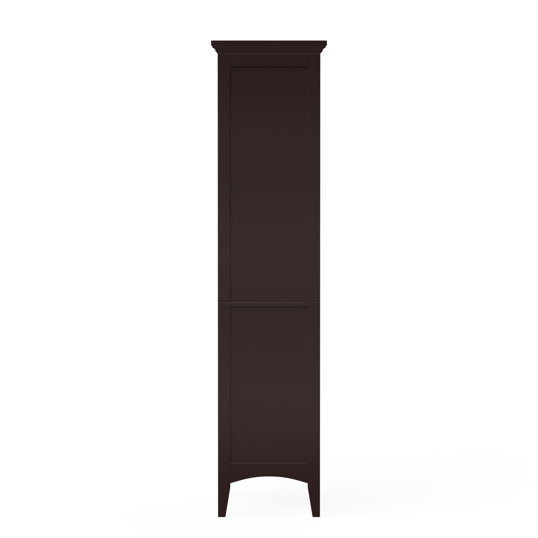 Teamson Home Glancy Wooden Tall Tower Cabinet with Storage, Dark Brown- FINAL SALE