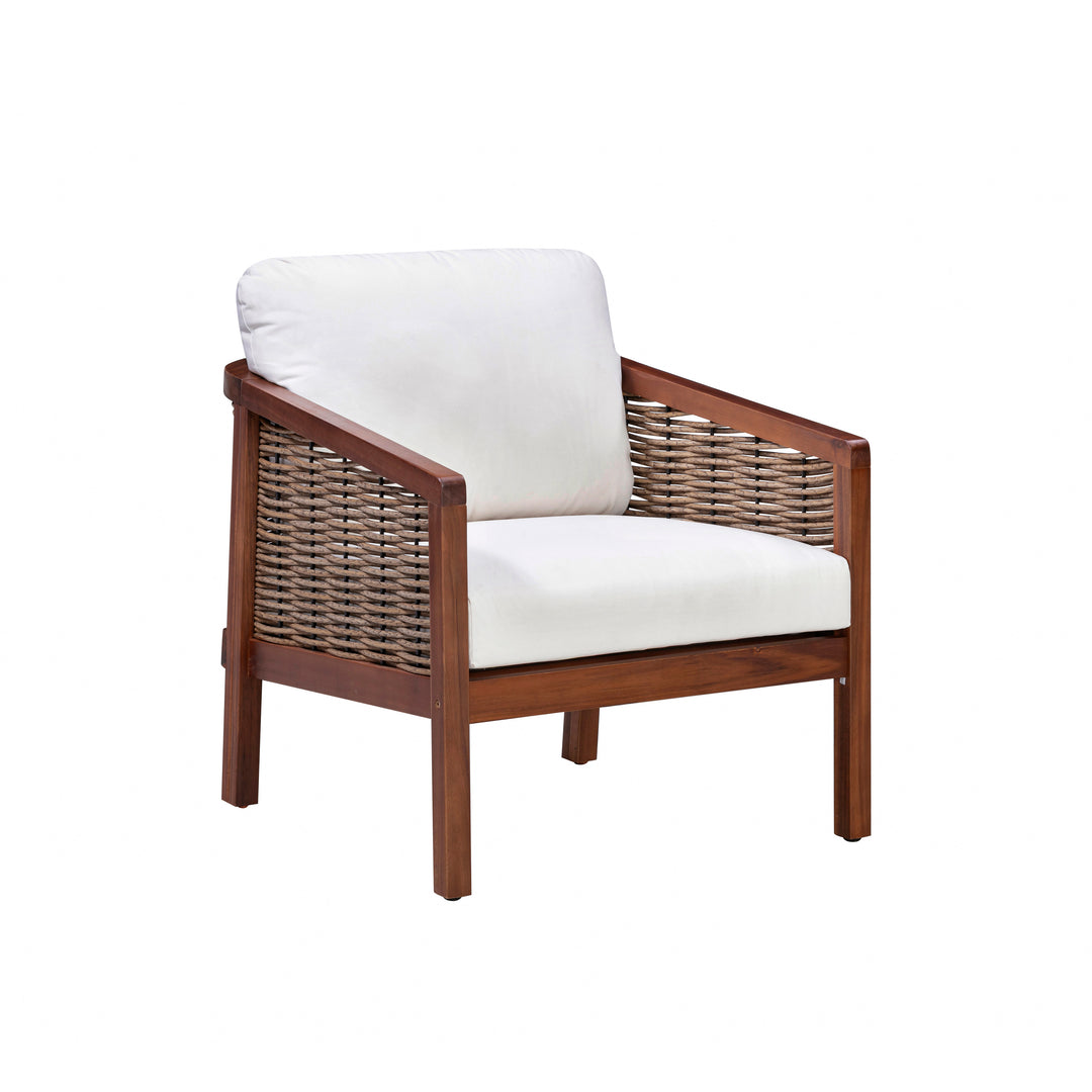 4-Piece Acacia Outdoor Conversation Set with Cushions, Brown