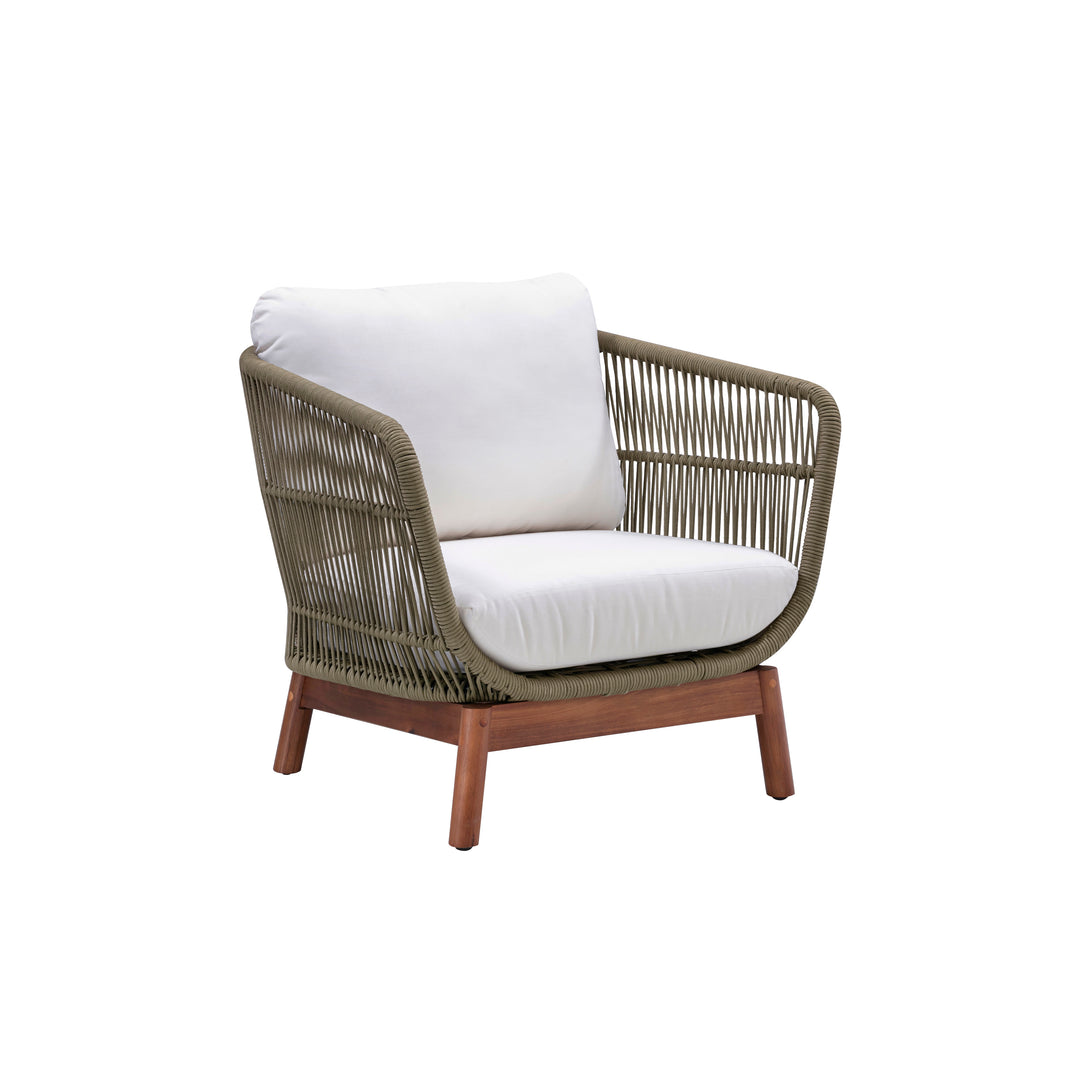 4-Piece Acacia Patio Conversation Set with Cushions, Sage Green & Natural Wood