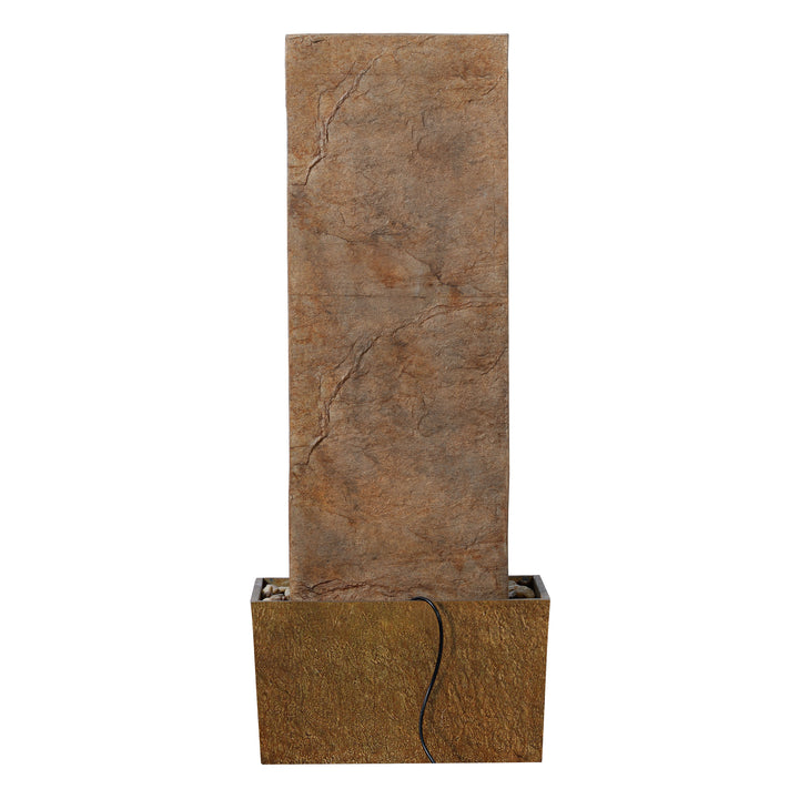 Framed Layered Rock Design Patio Water Fountain with Warm Glow Lighting