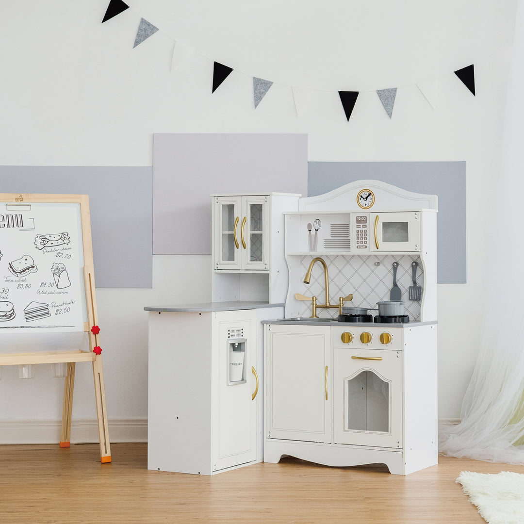 Teamson Kids Little Chef Upper East Retro Play Kitchen with Effects, White - FINAL SALE