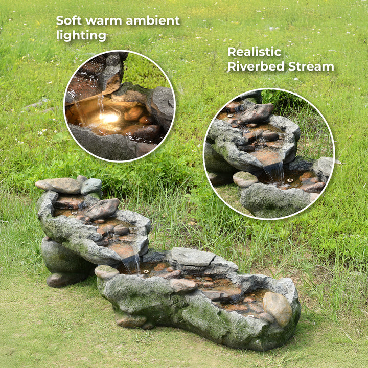 Riverstone Cascade Water Fountain Outdoor with LED Light