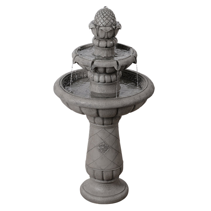 2-Tier Birdbath Water Fountain Outdoor Garden with Shallow Basin