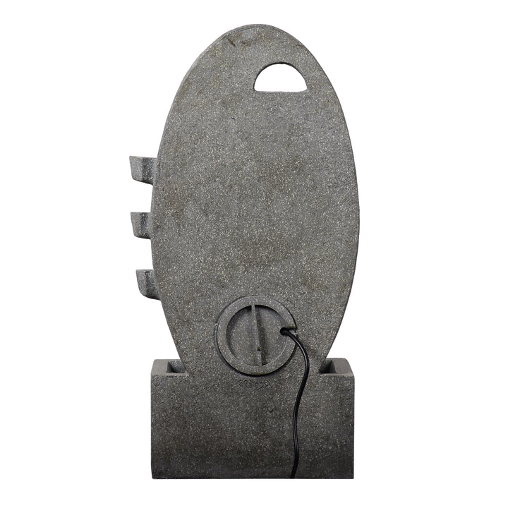 Modern Oval Outdoor Water Fountain with LED Light