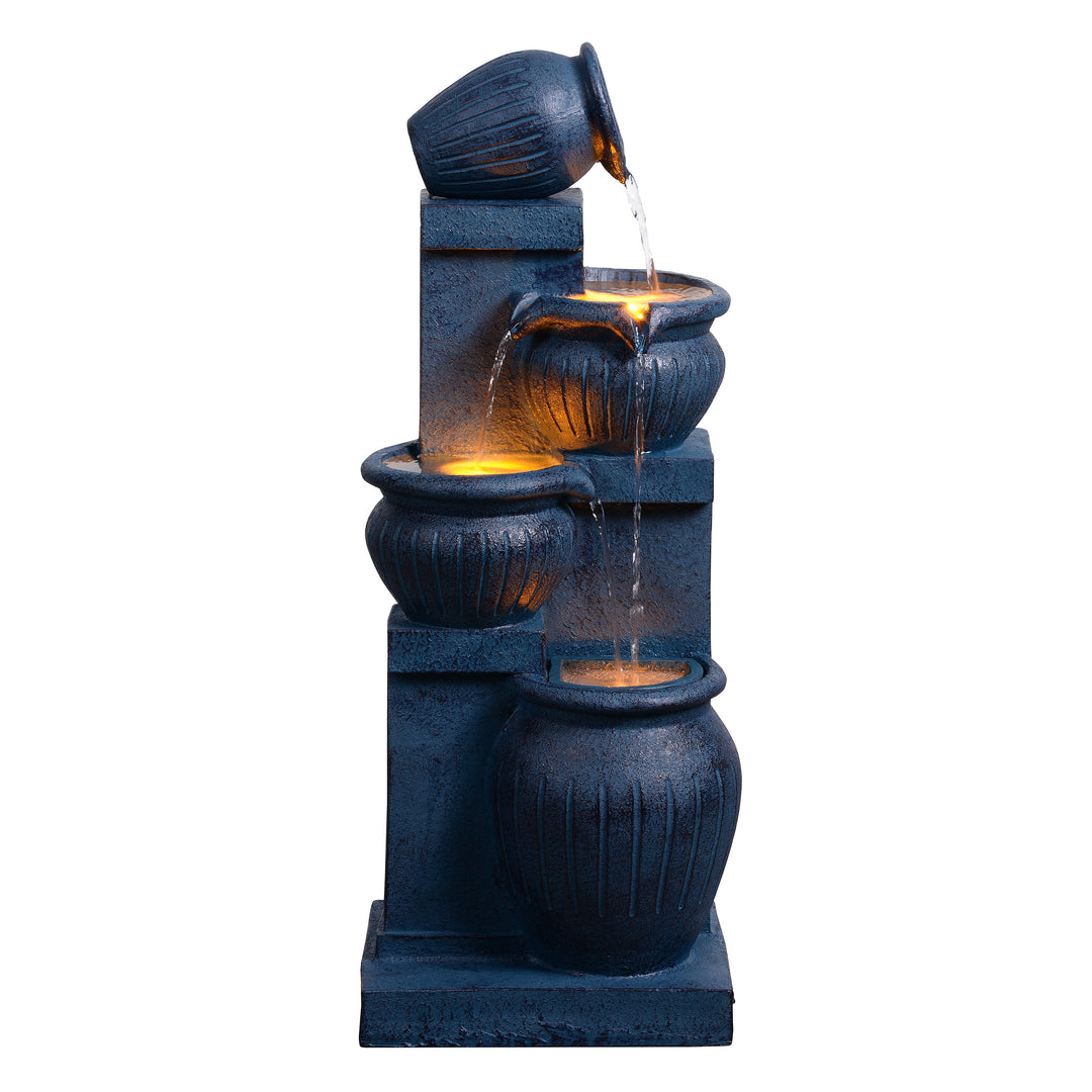 Teamson Home 4-Tier 28.5'' Solar Outdoor Garden Fountain with LED Light & Pump