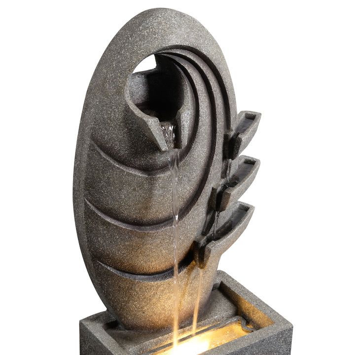 Modern Oval Outdoor Water Fountain with LED Light