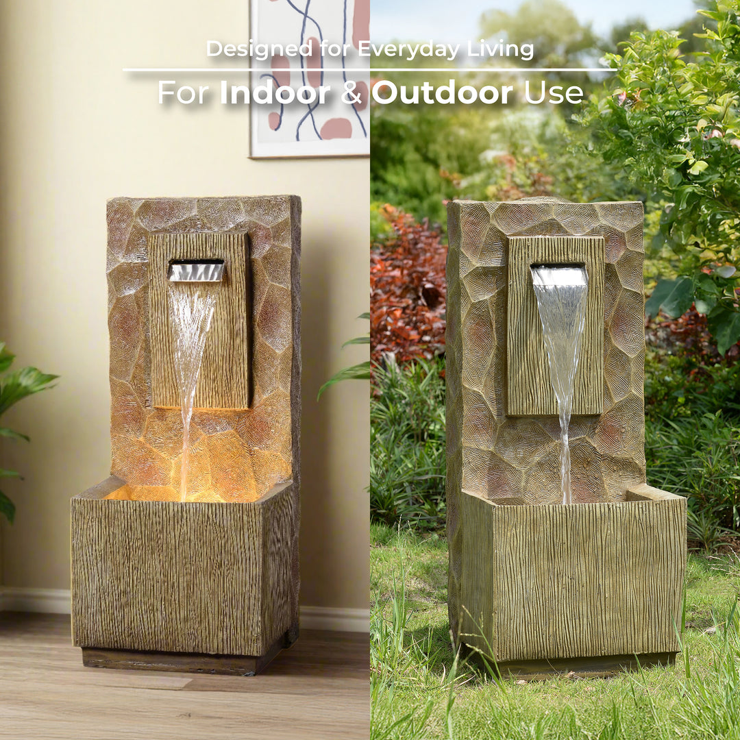 Spa Waterfall Outdoor Water Fountain with LED Light