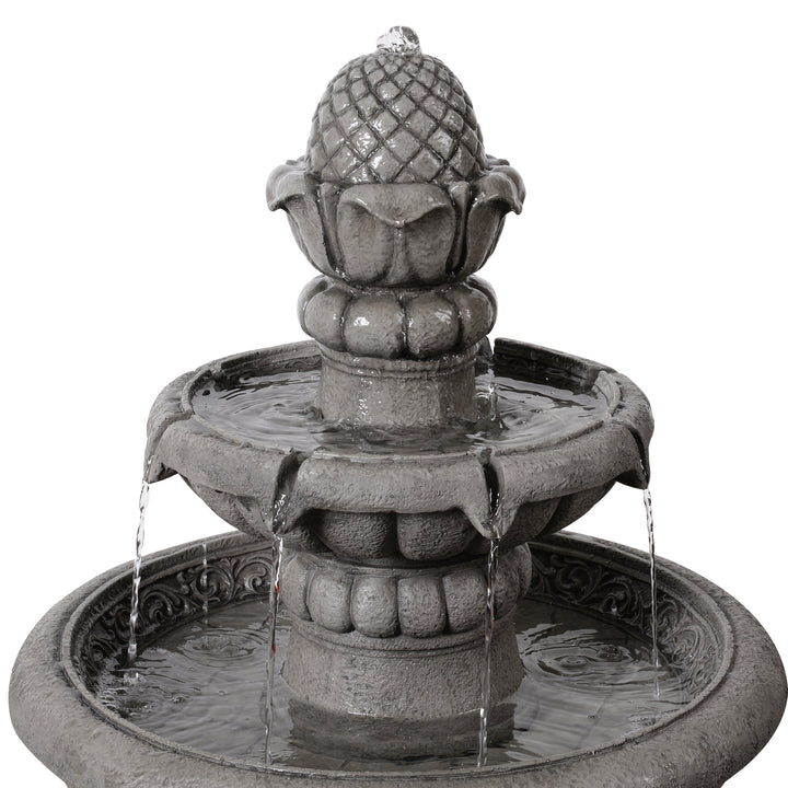 2-Tier Birdbath Water Fountain Outdoor Garden with Shallow Basin