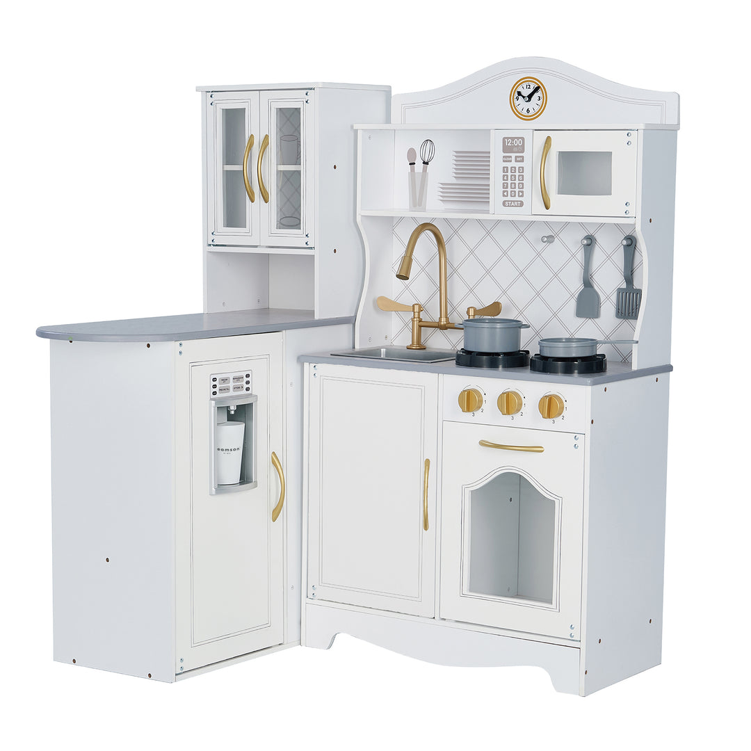 Teamson Kids Little Chef Upper East Retro Play Kitchen with Effects, White - FINAL SALE