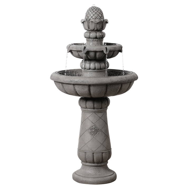 2-Tier Birdbath Water Fountain Outdoor Garden with Shallow Basin