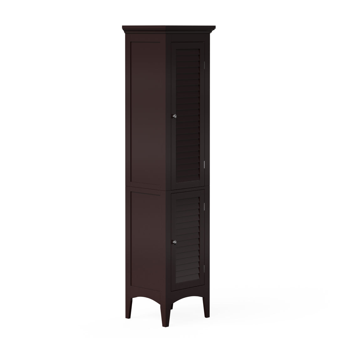 Teamson Home Glancy Wooden Tall Tower Cabinet with Storage, Dark Brown- FINAL SALE