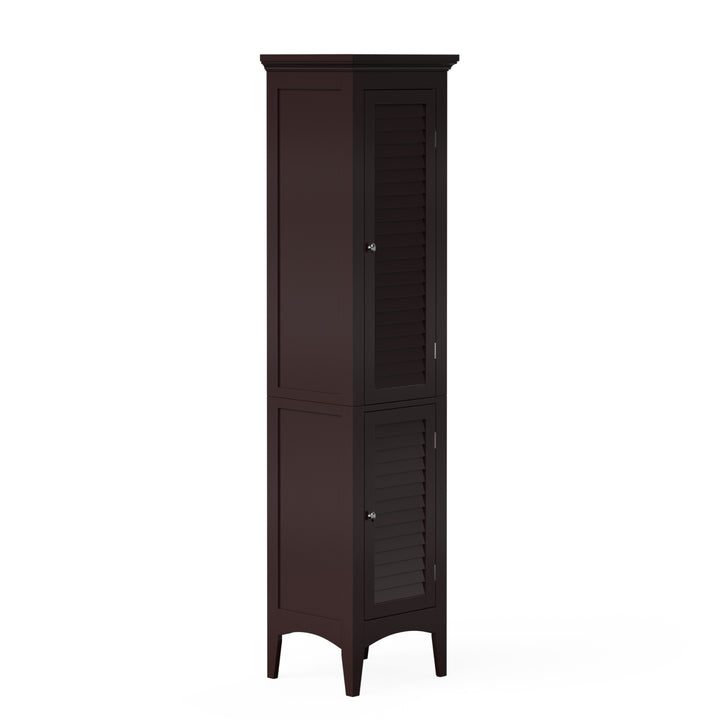 Teamson Home Glancy Wooden Tall Tower Cabinet with Storage, Dark Brown- FINAL SALE