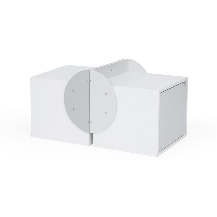 A pair of storage cubes for stacked next to each other