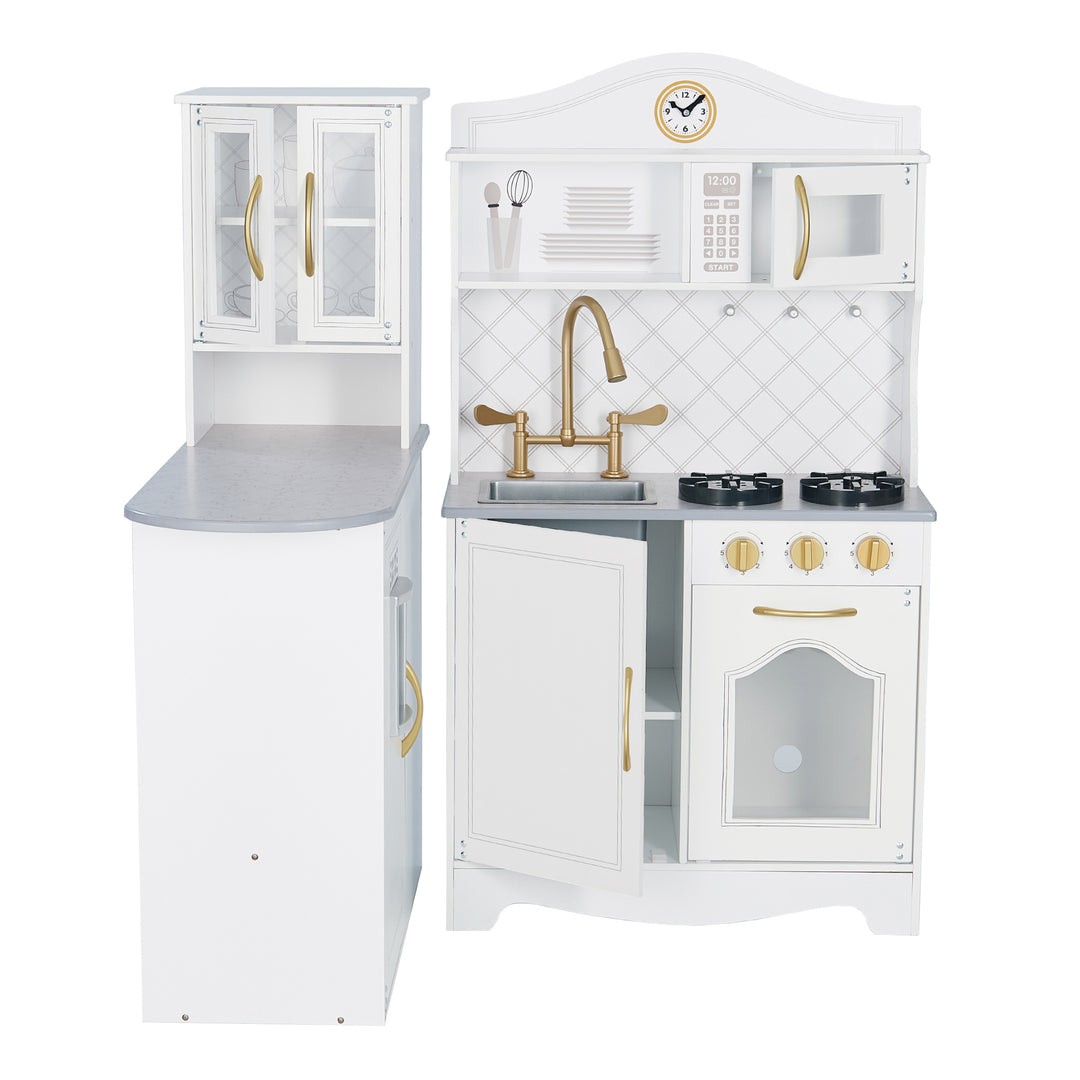 Teamson Kids Little Chef Upper East Retro Play Kitchen with Effects, White - FINAL SALE