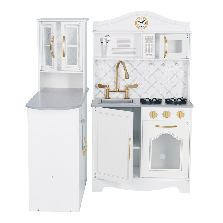 Teamson Kids Little Chef Upper East Retro Play Kitchen with Effects, White - FINAL SALE