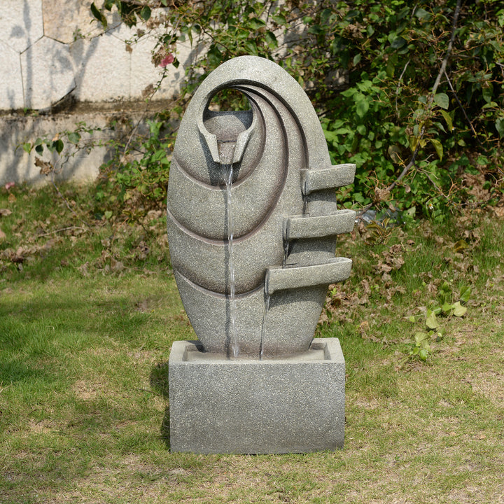 Modern Oval Outdoor Water Fountain with LED Light