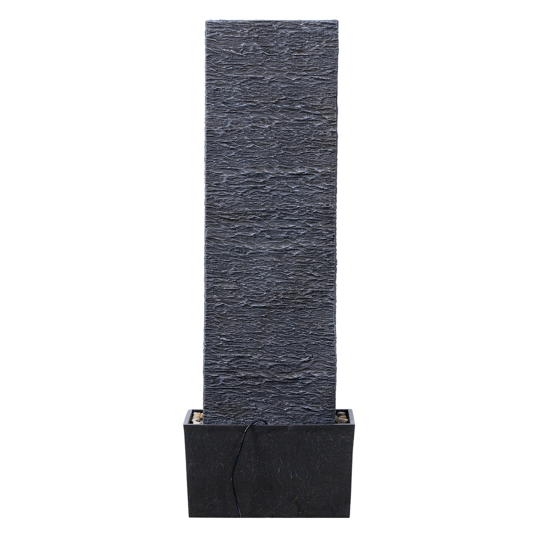 Ridged Texture Outdoor Water Fountain with Warm Glow Lighting