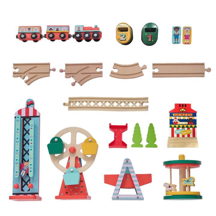 Teamson Kids Florida Amusement Park Wooden Activity Table with 6 Mini-Games