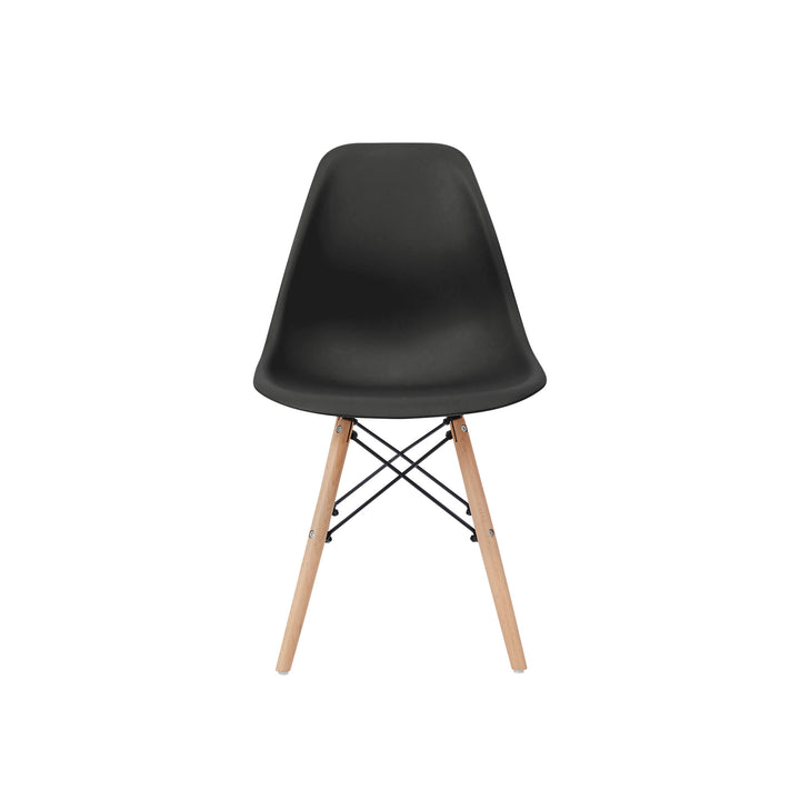 Teamson Home Allan Plastic Side Dining Chair with Wooden Legs Set of 2, Black