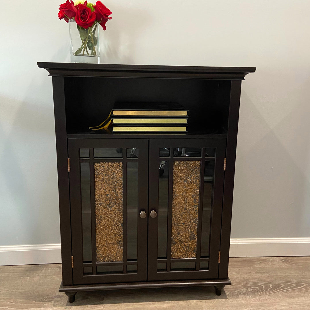 Teamson Home Windsor Floor Cabinet with Glass Mosaic Doors, Dark Espresso