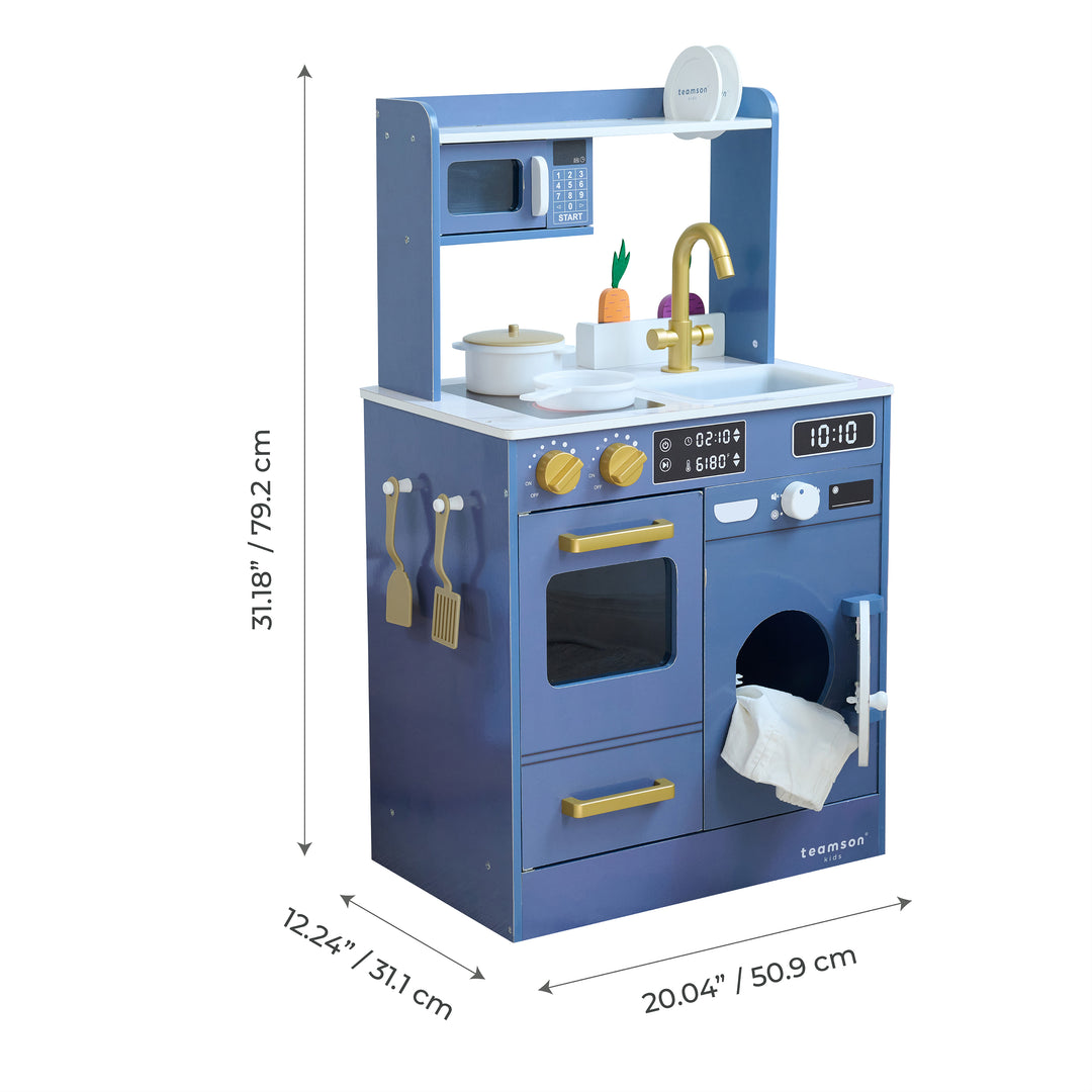 Teamson Kids Little Chef Lake Tahoe Wooden Play Kitchen - Washer & Mini Garden
