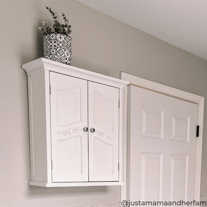 Teamson Home Versailles Wall Cabinet with 2 Shelves, White