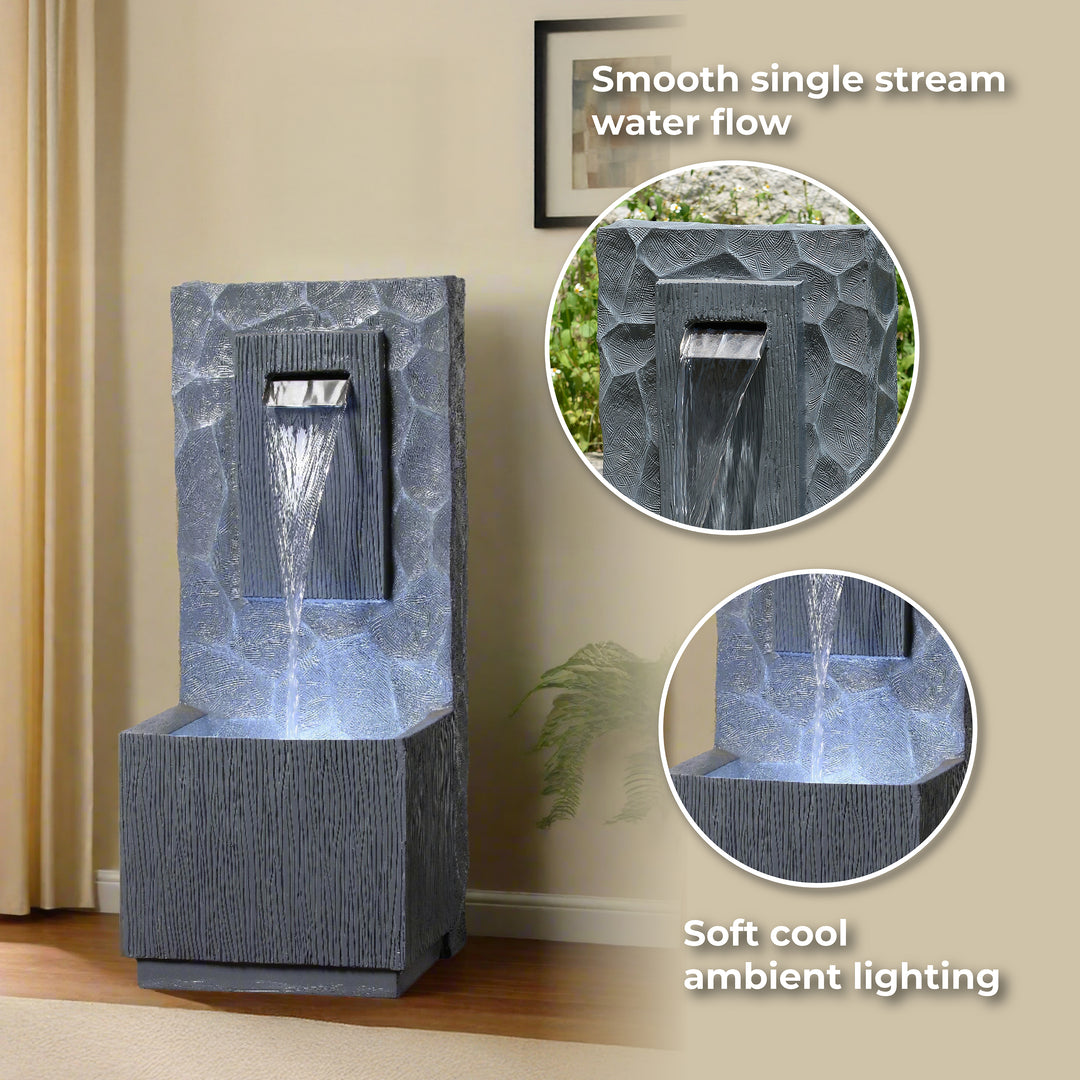 Spa Waterfall Outdoor Water Fountain with Cool Glow Lighting