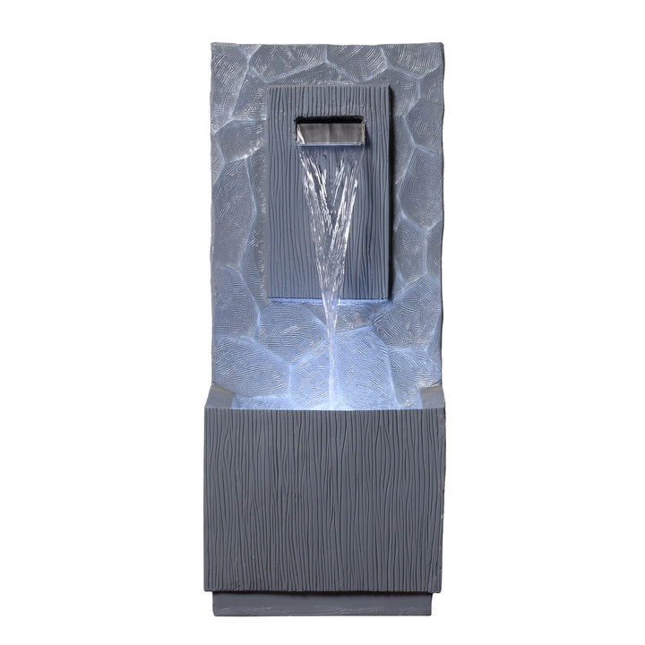 Spa Waterfall Outdoor Water Fountain with Cool Glow Lighting