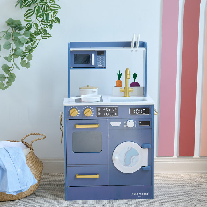 Teamson Kids Little Chef Lake Tahoe Wooden Play Kitchen - Washer & Mini Garden