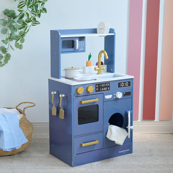 Teamson Kids Little Chef Lake Tahoe Wooden Play Kitchen - Washer & Mini Garden