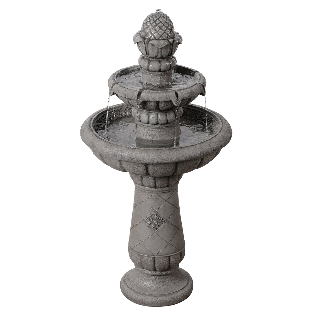 2-Tier Birdbath Water Fountain Outdoor Garden with Shallow Basin
