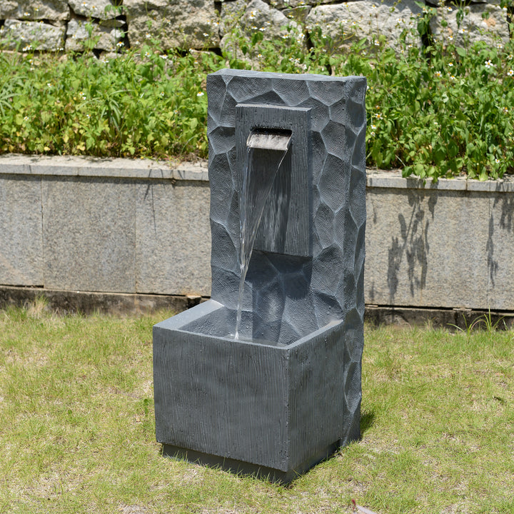 Spa Waterfall Outdoor Water Fountain with Cool Glow Lighting
