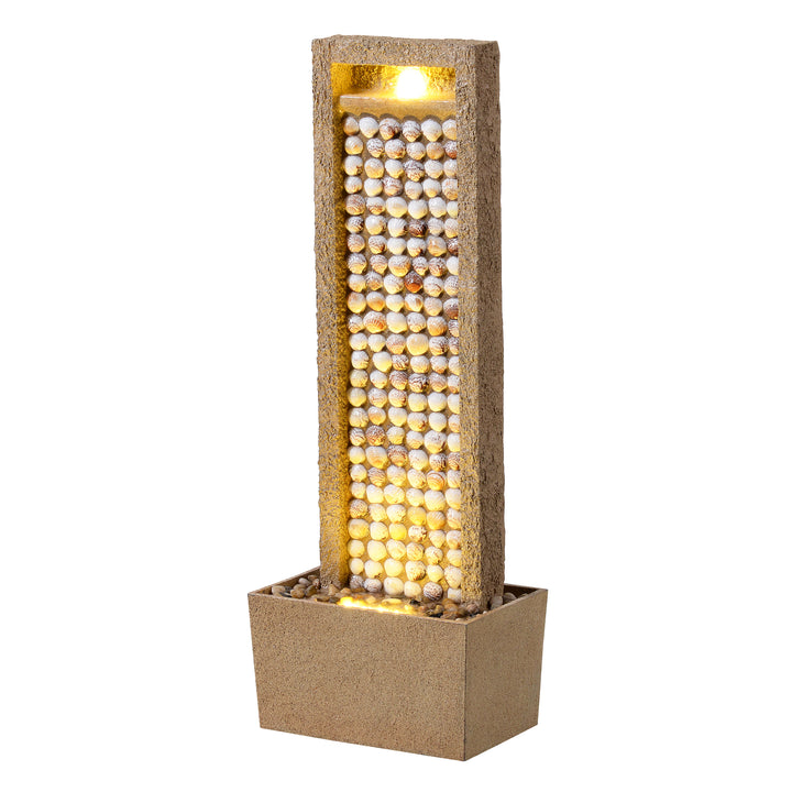 Coastal Seashells Design Outdoor Water Fountain with Warm Glow Lighting