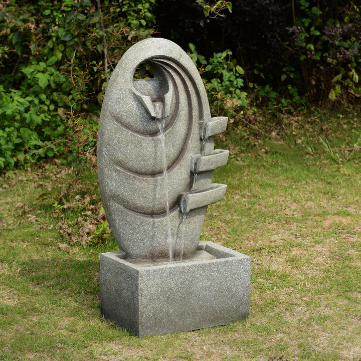 Modern Oval Outdoor Water Fountain with LED Light
