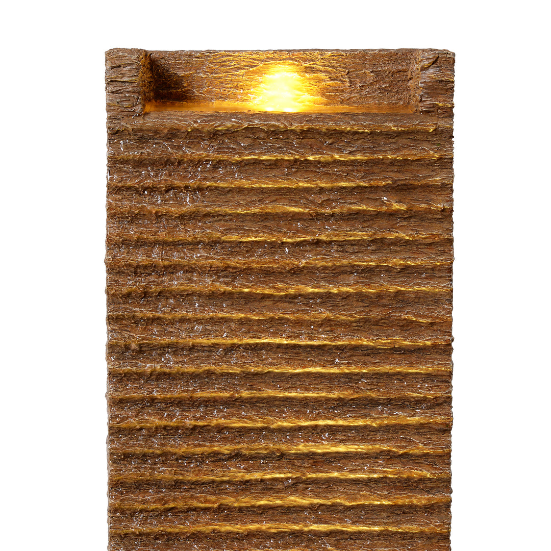 Ridged Texture Outdoor Water Fountain with Warm Glow Lighting