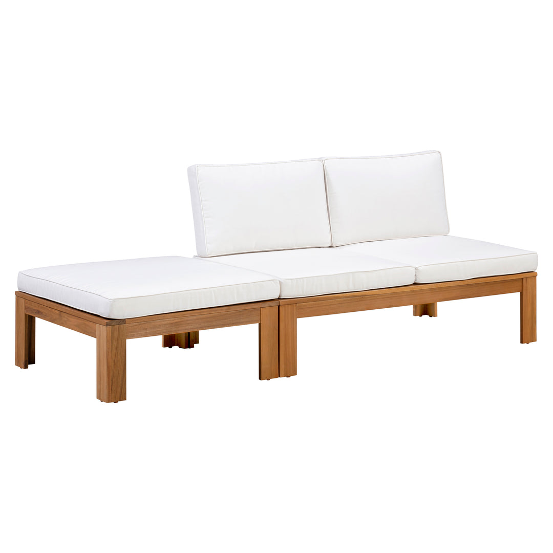 2-Piece Outdoor Modular Sectional Set with Cushions, Natural Finish