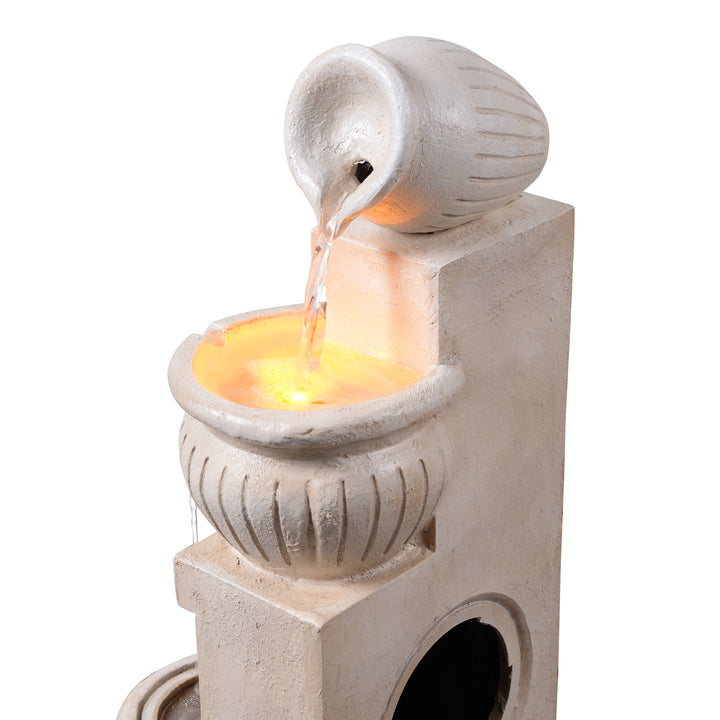 Teamson Home 4-Tier 28.5'' Solar Outdoor Garden Fountain with LED Light & Pump