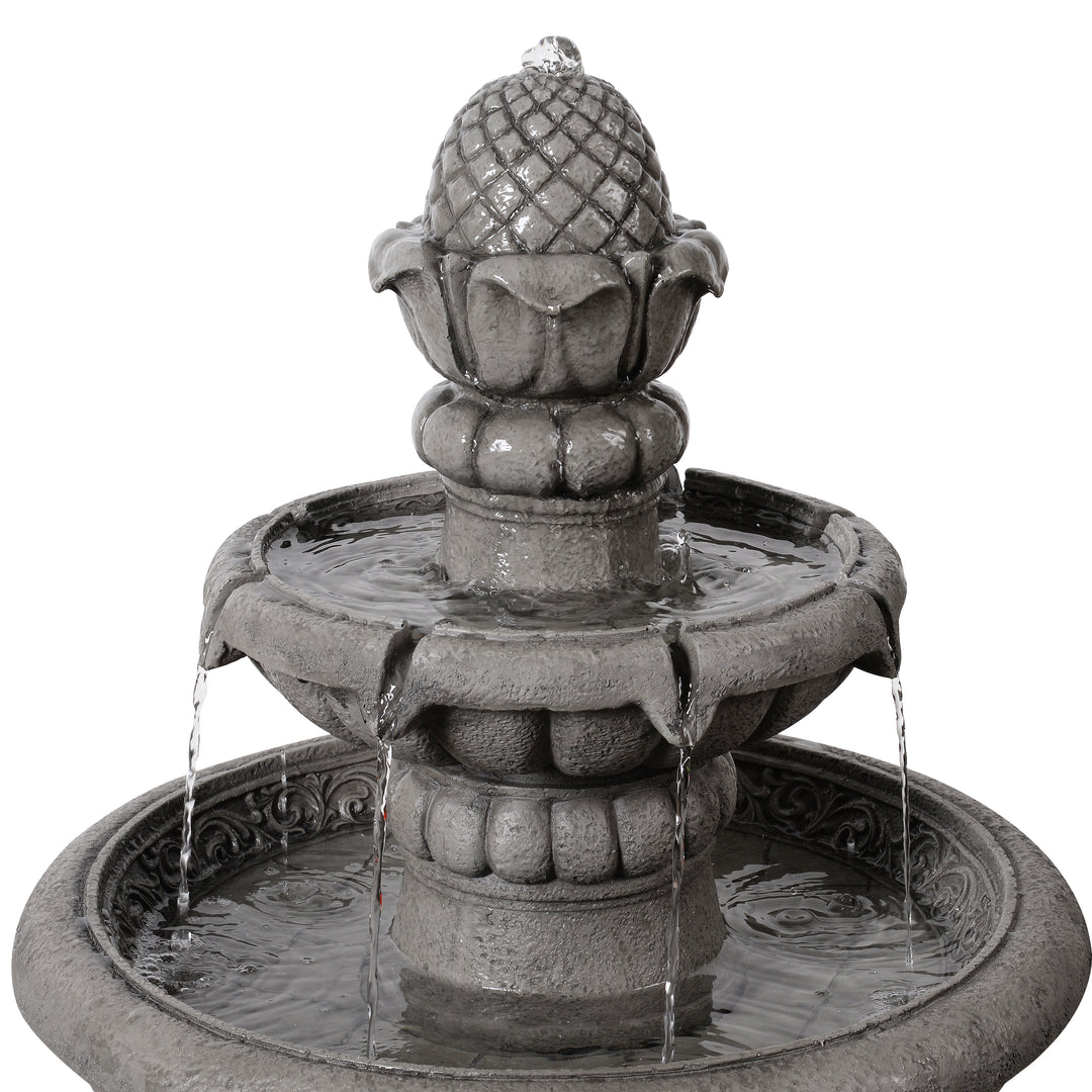 2-Tier Birdbath Water Fountain Outdoor Garden with Shallow Basin