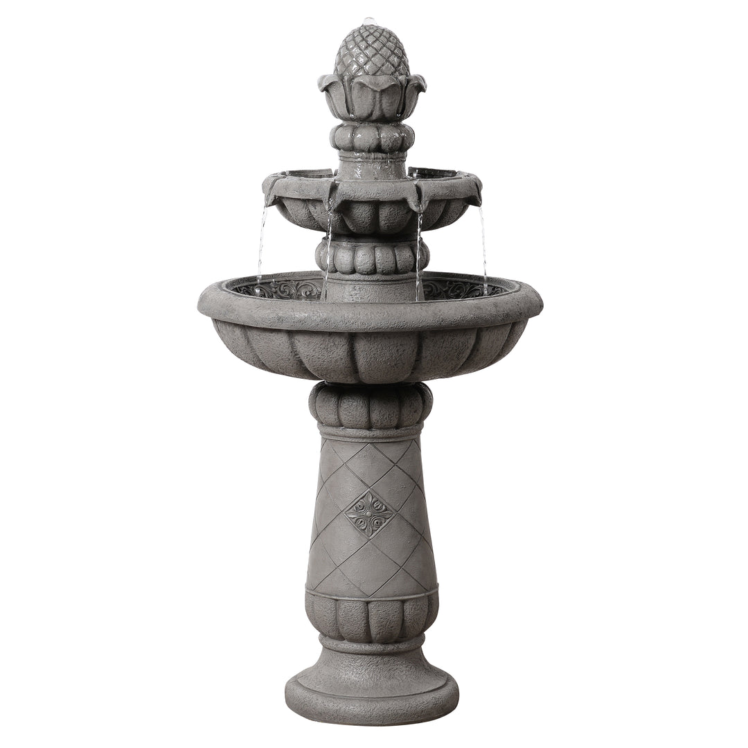 2-Tier Birdbath Water Fountain Outdoor Garden with Shallow Basin