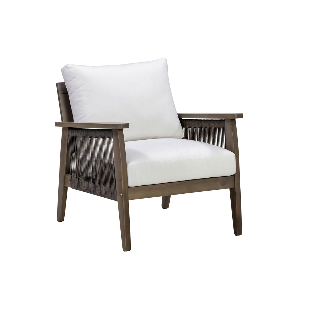 4-Piece Outdoor Conversation Set with Cushions, Dark Brown Acacia Wood