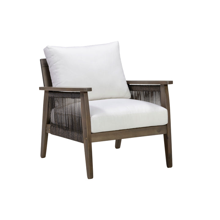 4-Piece Outdoor Conversation Set with Cushions, Dark Brown Acacia Wood