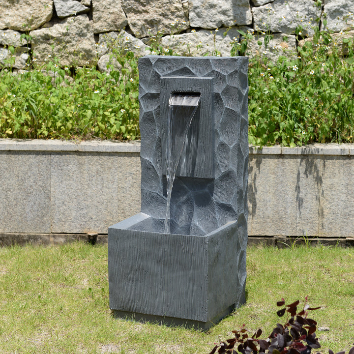 Spa Waterfall Outdoor Water Fountain with Cool Glow Lighting