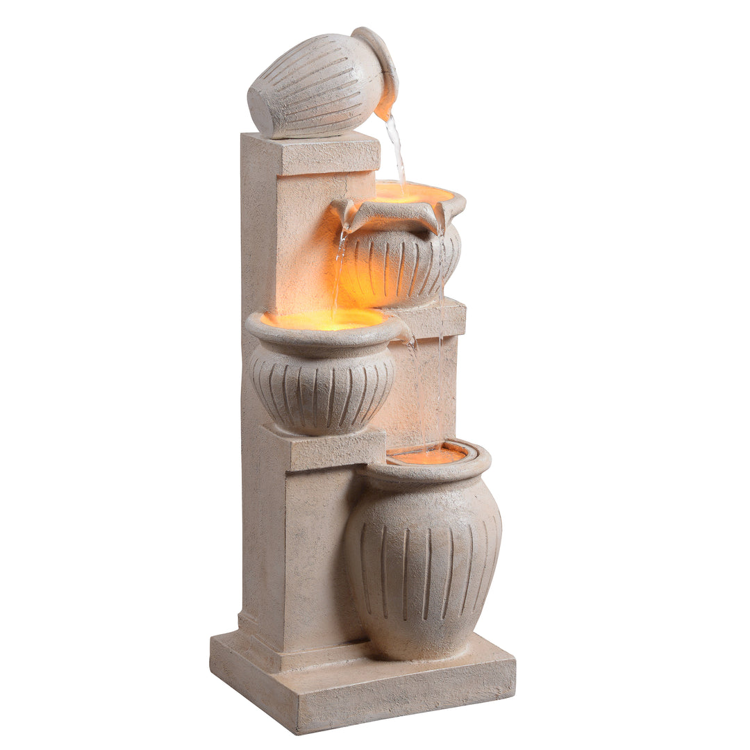 Teamson Home 4-Tier 28.5'' Solar Outdoor Garden Fountain with LED Light & Pump