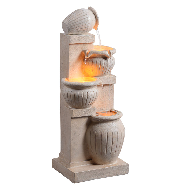 Teamson Home 4-Tier 28.5'' Solar Outdoor Garden Fountain with LED Light & Pump