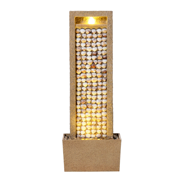 Coastal Seashells Design Outdoor Water Fountain with Warm Glow Lighting