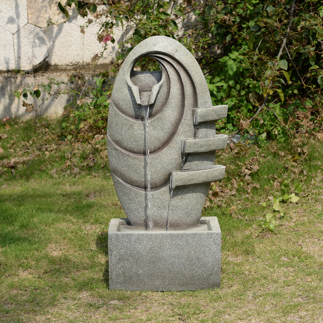 Modern Oval Outdoor Water Fountain with LED Light