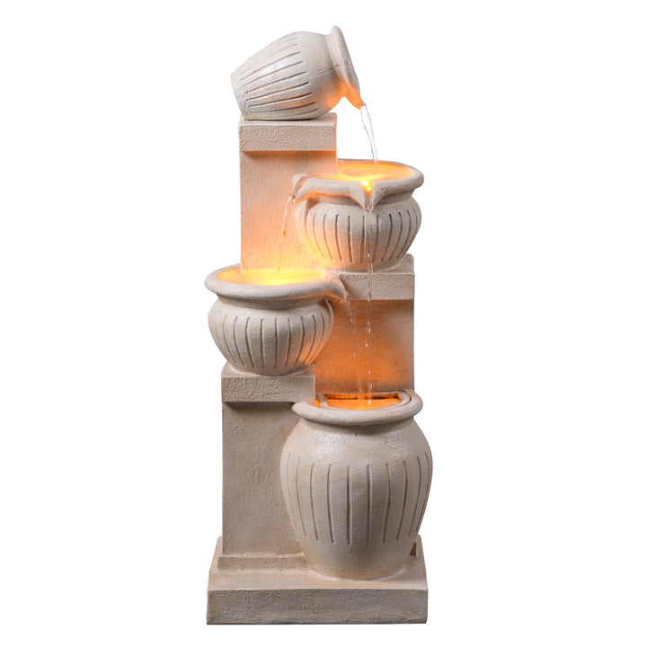 Teamson Home 4-Tier 28.5'' Solar Outdoor Garden Fountain with LED Light & Pump